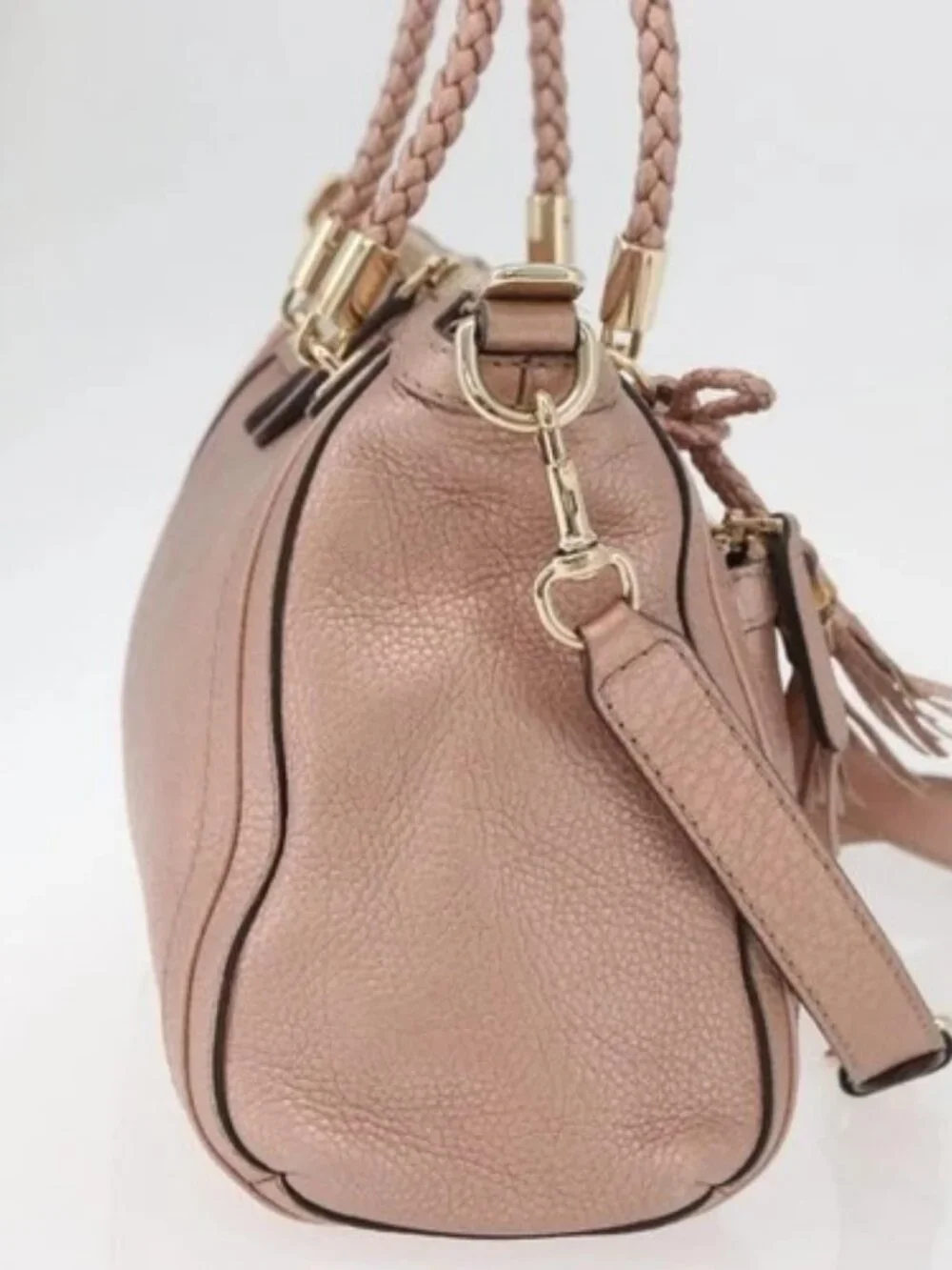 GUCCI Tote Bag Leather 2way Pink Gold 282300 Auth ka3524
